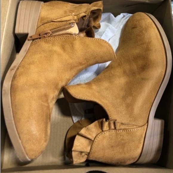 Charming Brown Kids Ruffle Boots - Picture 5 of 5
